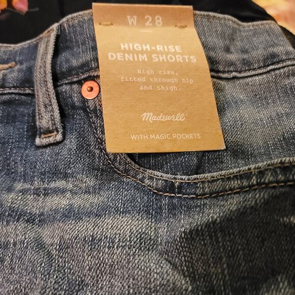 Madewell Size 28 High Waist Boyfriend Cutoff Denim Shorts Gravel Medium Size 28 - Picture 4 of 6